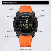 Jam Tangan Digital Elektronik LCD NAVIFORCE NF7104 7104 untuk Pria, Kasual, dengan Alarm, Tahan Air, Tali Silikon, Jam Tangan Fashion untuk Pria