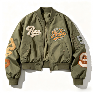 Bomber Leggero Personalizzato da Donna con Ricamo in Ciniglia, Giacca Antivento in Nylon con Scritte in Ciniglia per <span class=keywords><strong>Donne</strong></span> - Product Image 4