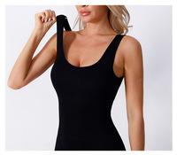 Combinaison de yoga sans couture rembourrée pour femme, dos croisé, tenue de sport d'été côtelée pour la course et l'entraînement, vente en gros