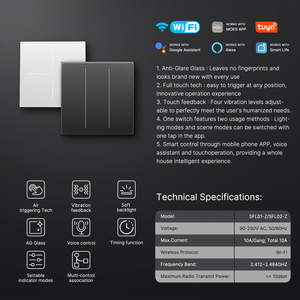 MOES Star Feather Series <span class=keywords><strong>Wifi</strong></span> Zigbee Smart Switch Interruptor Escena Control remoto UE EE. UU. Interruptores de luz - Product Image 2