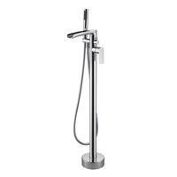 Robinet à bec cascade en laiton fini doré avec brosse Robinets d'eau pour baignoire autoportante