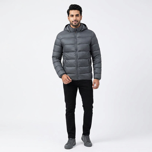2026 High Quality Wholesale Price New Arrival Men's Waterproof High Street Style Stand Collar Canvas Fabric Front Puffer Jacket - Product Image 1