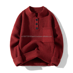 Suéter de Punto con Cuello Medio Alto y Botones, Estilo 2026, Otoño Invierno, para Hombre, Combinable con Todo - Product Image 4