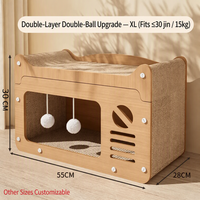 Canapé pour chat et griffoir combinés : Lit en bois pour chat avec housse amovible et lavable, design respirant, rafraîchissant et résistant aux morsures