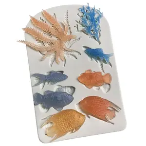 XGY-148 muffa della torta del silicone decorazione della casa uso fai da te, hard candy mold sea animal forma di pesce