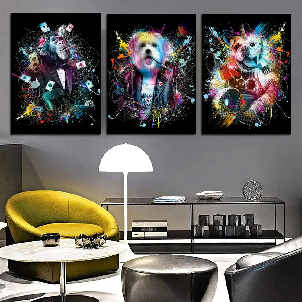Graffiti Monkey Dog Animals Posters Star Figure Lip Colorful Wall Canvas Prints Pictures pop art poster wall anime