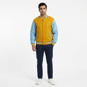 Latest Style Custom Made Logo Stand Collar Front Oversized Breathable Lightweight <b>Men</b> Varsity <b>Jackets</b> 2025 FINER THREADS 100% - Product Image 1