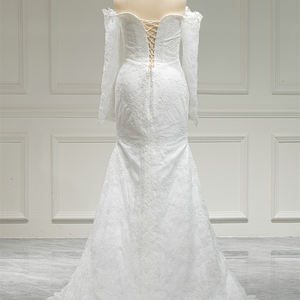 Jancember RL306 Belles robes de mariée sirène brodées à col bateau - Product Image 2