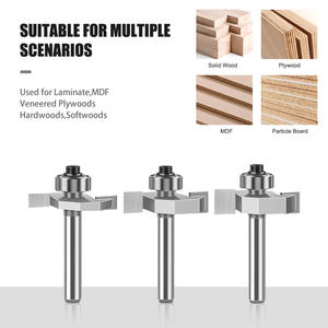 6 मिमी 12 मिमी 1/4 1/2 इंच शंक कार्बाइड 2 टी वुडवर्किंग स्लॉटिंग राउटर बिट्स के साथ शीर्ष असर सीएनसी लकड़ी मिलिंग कटर उपकरण - Product Image 2