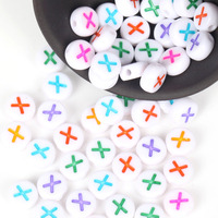 Perles acryliques mélangées 7x4mm, lettres, chiffres, étoiles, rondes, plates, alphabet, perles d'espacement pour la fabrication de bijoux, accessoires de bracelet faits à la main DIY