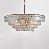 Lustre en verre de luxe léger pour salon de villa, chambre créative, salle à manger, décoration d'hôtel, lustre circulaire