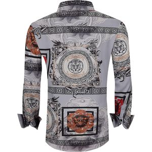 Custom Mens Digital Printed Dress Shirt Regular Fit Satin Anti-Wrinkle Party Button <b>Down</b> Shirt - Product Image 2