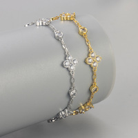 Bracelet chaîne trèfle à quatre feuilles en zircon pour femme, design minimaliste de luxe haut de gamme