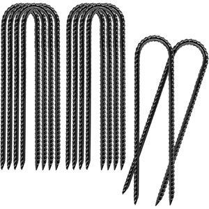 Estacas de Acero en Forma de U Gaildon de 8 Pulgadas, Paquete de 10, Anclaje de Suelo de Acero de Aleación Negra de Alta Resistencia para Tiendas de Campaña, Cercas, Trampolines y Patios - Product Image 1