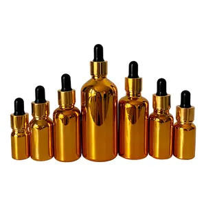 Small Cosmetic Bottle Electroplated Gold Essential Oil Bottle 20ml 30ml 50ml Small Gold Bottle Cosmetics Glass Bottle