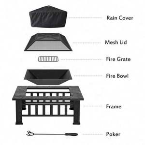Mesa Cuadrada de Metal para Exteriores, Patio Trasero, Jardín, Estufa de Leña, Brasero, Hoguera con Pantalla Antichispas - Product Image 2