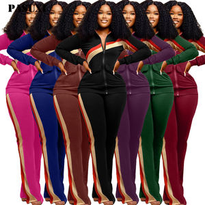 PASUXI Hochwertiger Großhandel Damen 2-Teiliger Trainingsanzug Fitness Zip-up Sweatshirts Sets Kundenspezifisches Damen Crop Top Hoodie Set - Product Image 2