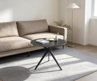 Table à manger ronde élégante en marbre avec piétement, style moderne pour salon, hôtel, chambre à coucher, usage domestique