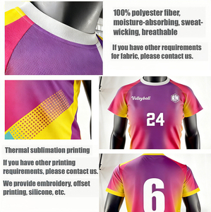 Volleybal unisex shirt, ontwerp op maat, sublimatieprint, 100% polyester, sportshirt, tennis, badminton, handbal uniform - Product Image 3