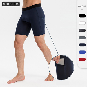 Short d'entraînement de compression pour homme avec poches-Short de course et d'entraînement à séchage rapide évacuant l'humidité avec tissu extensible - Product Image 1