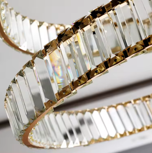 Zeal Lighting moderno anillo de círculo de cristal dorado colgante LED Luz lineal para hotel en casa - Product Image 5