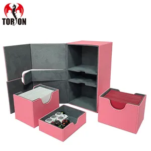 TORSON 200+ Box For Trading Cards Trading Game Collecting Embossed Pu Deck Acrylic Playing Storage Pokemone Card Deck Box