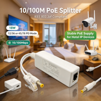 ANPA AP-PD48G 48V Splitter PoE Isolé Plug & Play 12V 1-2A 18W 10/100Mbps IEEE 802.3af Double PD 12/36 45/78 DC 5.5x2.1mm Plastique