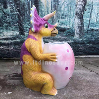 Personnaliser la poubelle de dinosaure en fibre de verre mignonne et étanche poubelle pour parc d'attractions en plein air