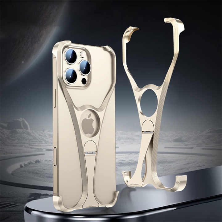 Slim Aluminum Metal Frameless 360&deg;Rotating Stand Phone Bumper Case For iPhone 15 16 Pro Max Heat Dissipation Shockproof Cover