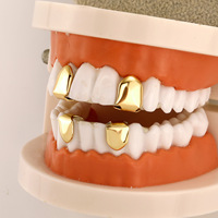 Grillz dentaire hip-hop plaqué or sur mesure pour un seul dôme, vente en gros directe usine