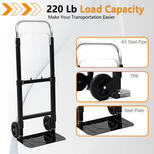 Diable pliable avec roues Capacité de 220 lb Chariot utilitaire portable avec poignée réglable Chariot pliable pour le déplacement - Product Image 3