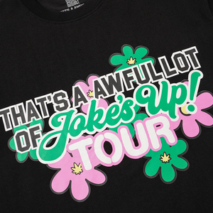 T-shirt da uomo di alta qualità con stampa floreale e lettere colorate, all'ingrosso, a maniche corte, con stampa 'THAT'S AWFUL LOT OF COUGH SYRUP' - Product Image 4