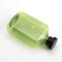 Offre Spéciale bouteille PET verte transparente de 350ml avec bouteille de shampooing à presser à capuchon rabattable noir pour emballage cosmétique