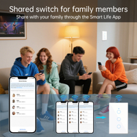 Interruptor de Luz Táctil Inteligente SIXWGH Zigbee 3.0 RF433 para Hogar Inteligente, 1/2/3/4 Canales, Control Remoto por Aplicación Tuya Smart Life, Compatible con Alexa y Google