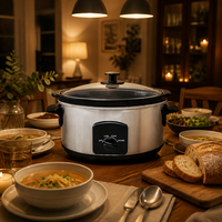 Homedaily Mijoteuse Électrique Manuelle 4,8 L avec Contrôle Mécanique de la Température, 3-en-1 : Mijoteuse, Marmite à Soupe et à Bouillie pour la Maison