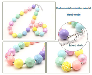 Venta al por mayor Estilos de moda Arco Iris-Colorido Perla Chunky Beaded Jewelry Set de regalo para niños Niñas bebés para fiestas y compromisos - Product Image 6