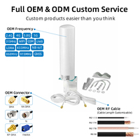 Antenne extérieure MIMO longue portée 15dBi 600-6000MHz, polarisation verticale omnidirectionnelle, antennes de communication pour amplificateur de signal IP67