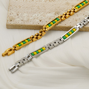 Zogxin Stainless Steel <b>Bracelet</b> Gold Silver Inlaid <b>Beads</b> Geometric Design Men's Jewelry Gift Fashion Beaded <b>Bracelets</b> - Product Image 4