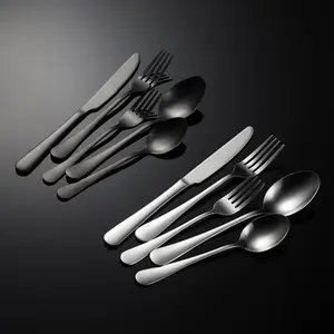 Stainless Cutlery Set Wedding Restaurant Cutlery Set Knife Spoon Fork Cutlery Black Tableware Set