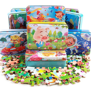 60pcs giáo dục xây dựng khối đồ chơi phim hoạt hình hộp sắt puzzletoddlers làm bằng gỗ sớm Câu Đố ghép hình cho 3-6 tuổi - Product Image 1