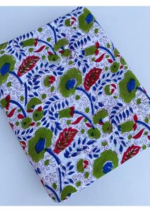 ผ้าฝ้ายพิมพ์ลายบล็อกอินเดีย 100% ผ้าลายดอกไม้สไตล์โบฮีเมียน ผ้าควิลท์อินเดีย ราคาถูกที่สุดต่อเมตร รับผลิตแบบ OEM - Product Image 5