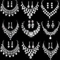 Exquis dîner fête mariée mariage boucle d'oreille pour femmes dames mode bijoux Zircon fleur en forme de collier boucles d'oreilles ensemble