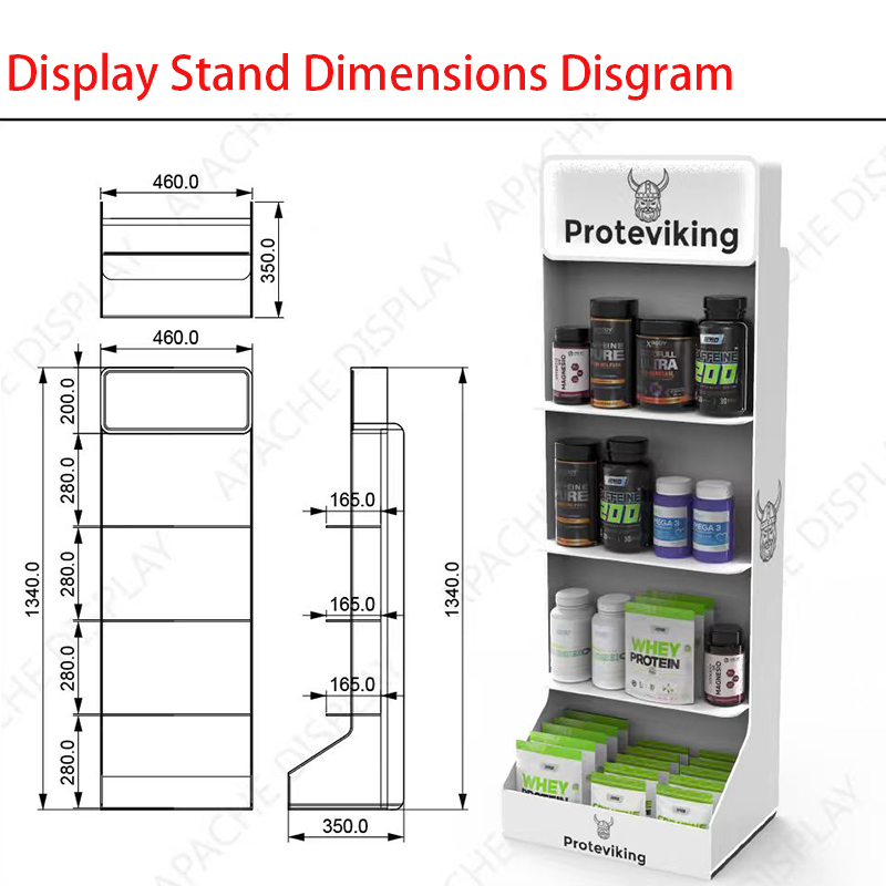 Apache Custom Light-duty & Portable Multi-layer PVC Floor Protein Powder Display Stand for Retail Shops & Gyms — view 2