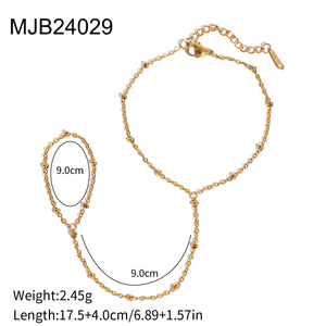 Cool New Arrival 18K PVD <strong>Stainless</strong> <strong>Steel</strong> Beaded Chain for Bracelet Ring Set Waterproof Non-Tarnish Simple for Women <strong>Jewelry</strong> - Product Image 6