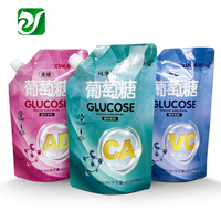 Buse d'angle Doypack sac d'emballage de liquide pour boisson de jus imprimé sur mesure 1L pochette à bec verseur pour poudre debout