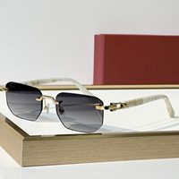 Lunettes de soleil de luxe pour hommes, rectangulaires, sans monture, de créateur, avec verres dégradés, monture en titane, protection UV400, haute qualité, idéales pour les vacances