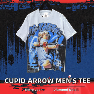 T-shirts pour hommes en gros, vintage, de créateur, avec impression de lettres en relief, tissés en coton 100 %, écologiques, coupe ample, manches courtes - Product Image 2