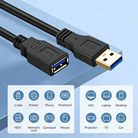OEM Noir bleu Haute qualité 1.5m 3m 5m USB3.0 mâle à femelle M à F M/F câble d'extension 24/28awg pour ordinateur