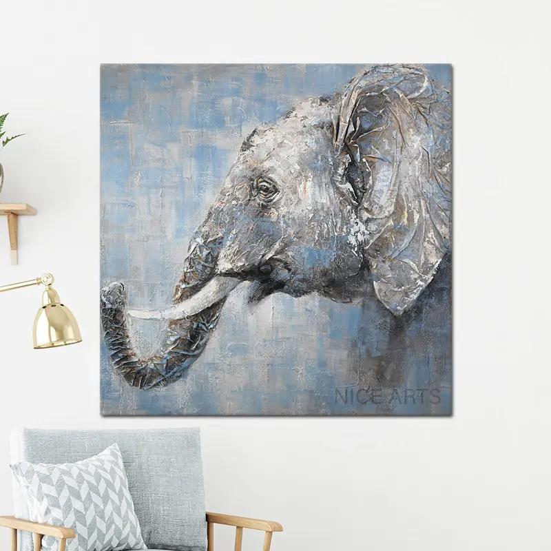 Color Simple Modern Wall Art Painting Elephant Animal Canvas Art Painting Decorative Painting Canvas Printing