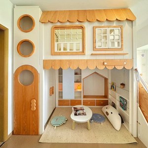 <span class=keywords><strong>Lit</strong></span> <span class=keywords><strong>mezzanine</strong></span> pour enfants JS Fashion, design simple couleur bois, structure en bois massif durable avec toboggan, <span class=keywords><strong>armoire</strong></span> de rangement et penderie - Product Image 4